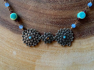 Beaded Chain with Linked Flowers